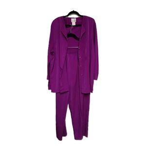 💜 Erin London Purple 2-Piece Set Button Blouse & Elastic Waist Pants Women's XL